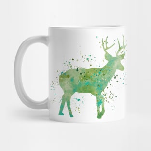 Green Deer Watercolor Painting Mug